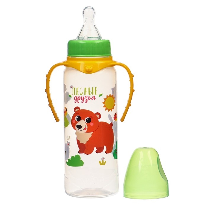Бутылочка для кормления &laquo;Лесные друзья&raquo;, классическое горло, 250 мл., от 3 мес., цилиндр, с ручками