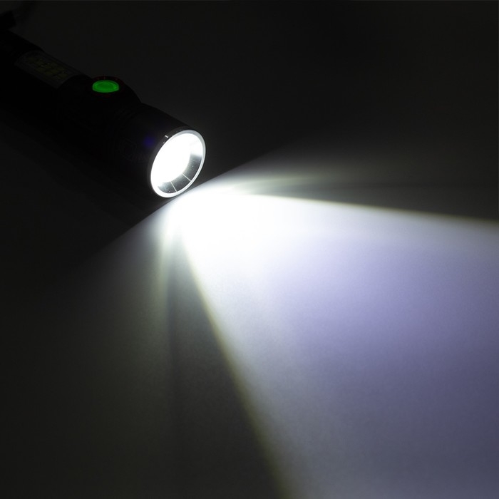 Фонарь ручной аккумуляторный, 10 Вт, 2200 мАч, P60, IPX45, zoom, 5 режимов, индикатор заряда