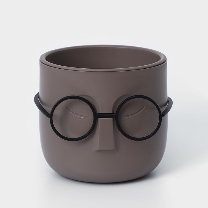 Кашпо для цветов со вставкой &laquo;Стив&raquo;, 650 мл, d=11,5 см, h=10,5 см, цвет французский серый