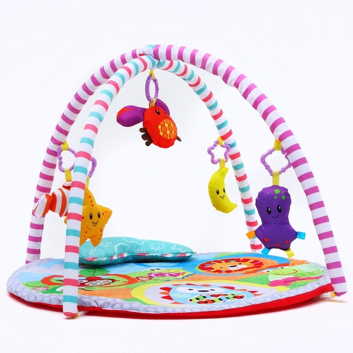 Развивающий коврик с дугами «Ежик на прогулке», 70x70 см, Крошка Я Развивающий коврик с дугами «Ежик на прогулке», 70x70 см, Крошка Я