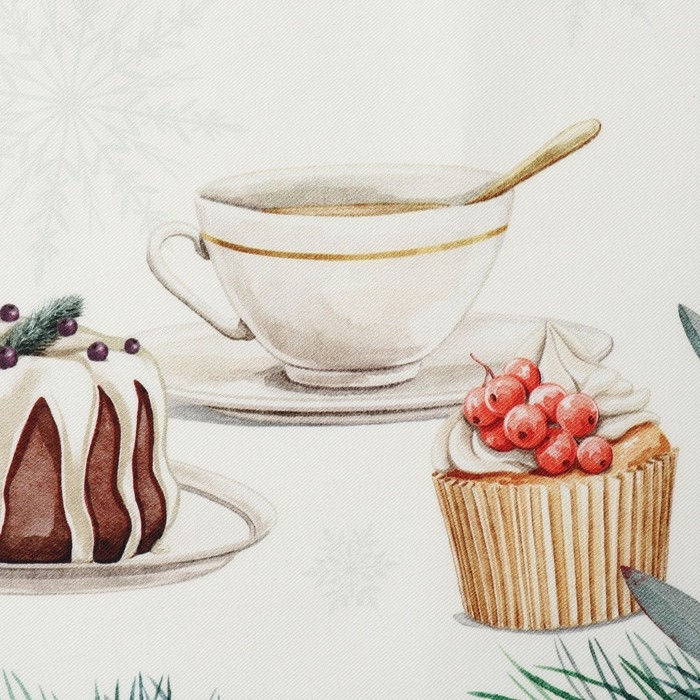 Скатерть Этель New Years treat d=220см +/-3см с ВГМО, 100%хл, саржа 190гр/м2