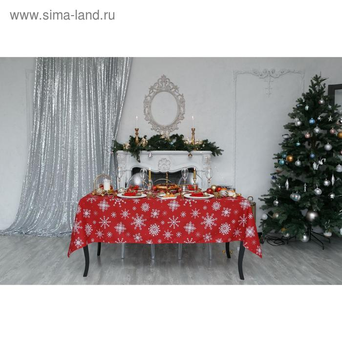 Скатерть "Доляна" Белые снежинки  110х149+/- 3см, 100% хлопок, 164 г/м2