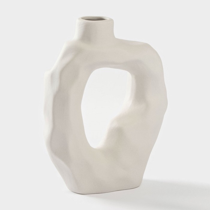 Ваза для цветов керамическая &laquo;Люкс&raquo;, 13&times;15 см, горлышко d=5 см, цвет белый