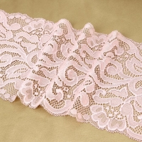Кружевная эластичная ткань, 175 мм &times; 2,7 &plusmn; 0,5 м, цвет пудровый