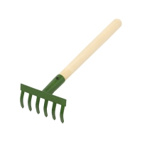 Малые прямые грабли, 6 зубцов, длина 31 см, металл, деревянная ручка Малые прямые грабли, 6 зубцов, длина 31 см, металл, деревянная ручка