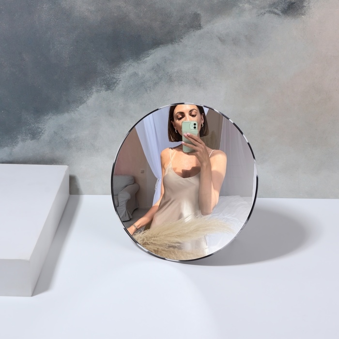 Зеркало настольное - подвесное &laquo;ANIMAL&raquo;, d зеркальной поверхности 15,5 см, цвет &laquo;зебра&raquo;