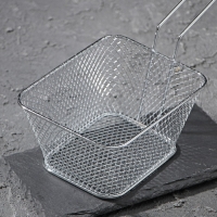 Корзинка для картофеля фри Доляна &laquo;Квадро&raquo;, 23,5&times;11&times;12,5 см, мелкая сетка, цвет серебристый