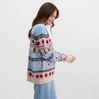 Новый год. Джемпер вязаный KAFTAN Scandinavia размер 54, голубой Новый год. Джемпер вязаный KAFTAN Scandinavia размер 54, голубой