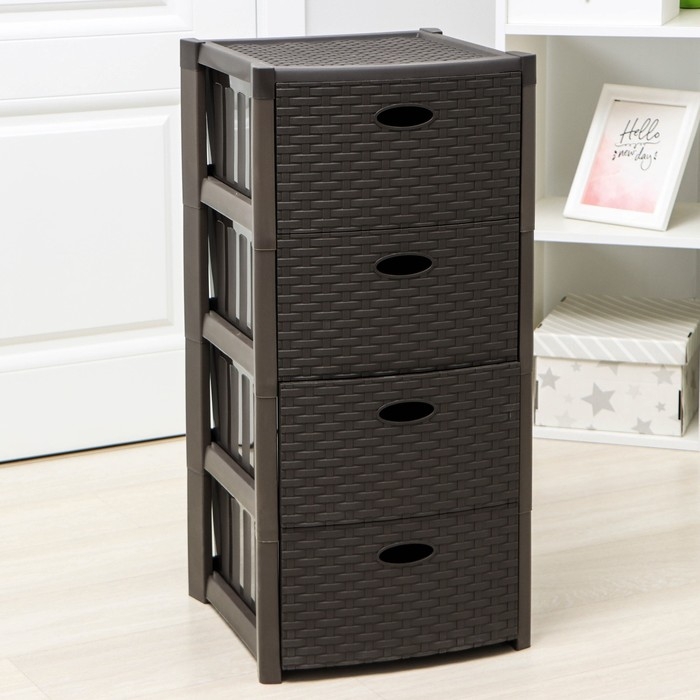 Комод 4-х секционный &laquo;Стиль ротанг&raquo;, цвет коричневый