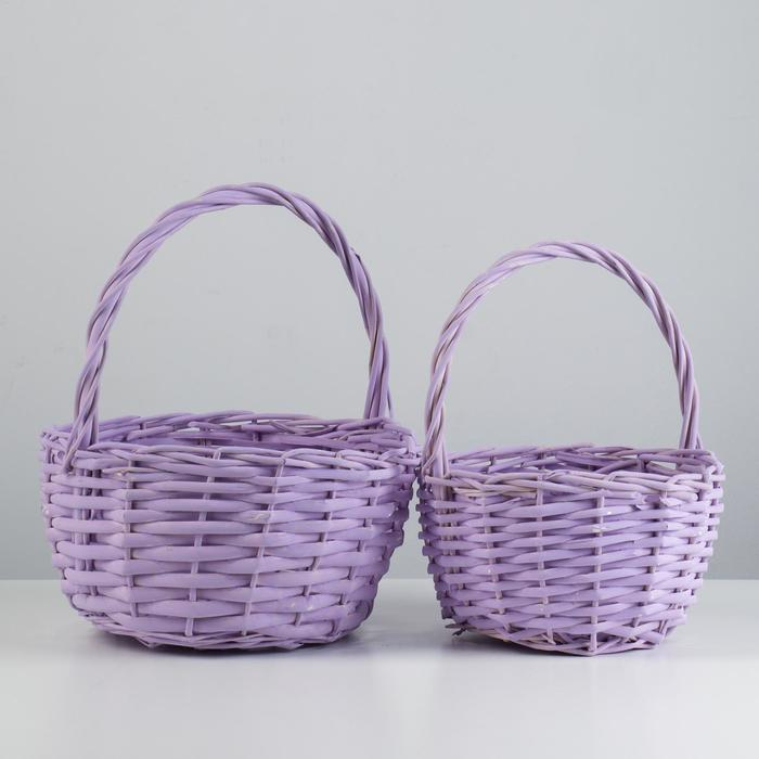 Набор корзин плетеных (ива), D24x13/26, D18x11/23 см, 2 шт, сиреневый