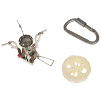 Набор туристической посуды Maclay: 2 кастрюли, приборы, горелка, 3 миски, лопатка, карабин