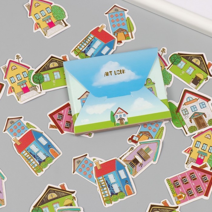 Наклейки для творчества Наклейки для творчества "Домики" тиснение золото набор 48 шт 9х7х0,8 см