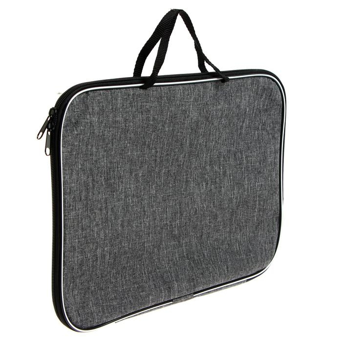 Папка с ручками текстильная А4, Calligrata Папка с ручками текстильная А4, Calligrata "Офис", для бумаг, для офиса, нейлон 600D, лён, серая, ПМ/1, 350 х 270 х 20 мм