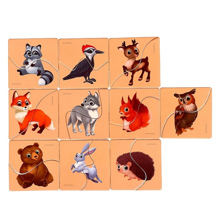 Пазлы для детей. Картинки половинки &laquo;Лесные животные&raquo;