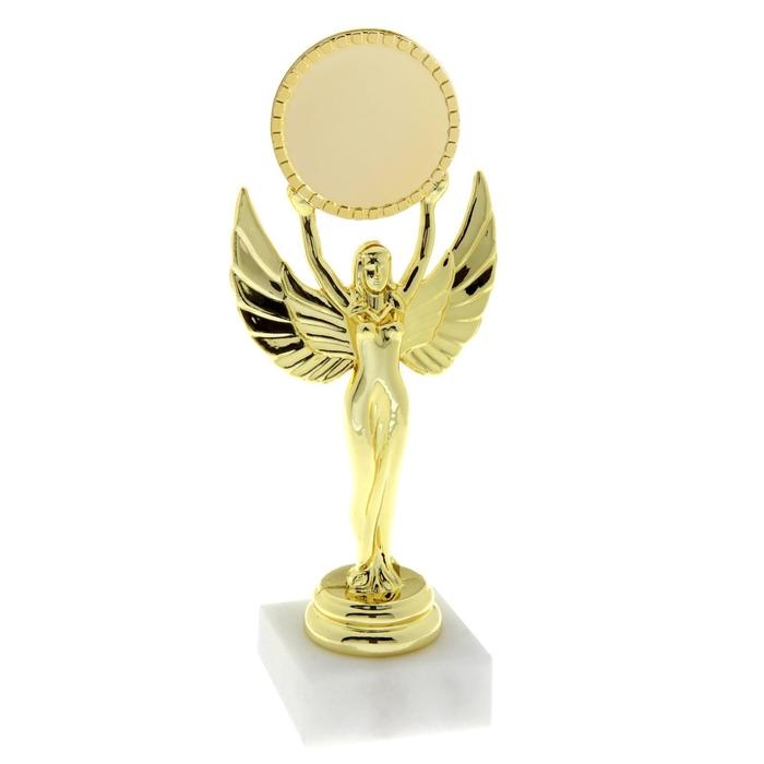 Наградная фигура &laquo;Ника с шаром&raquo;, подставка камень белая, 18 х 7 х 5 см.