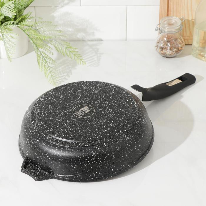 Сковорода &laquo;Гранит Black&raquo; Induction Pro, d=24 см, пластиковая ручка, антипригарное покрытие, цвет чёрный