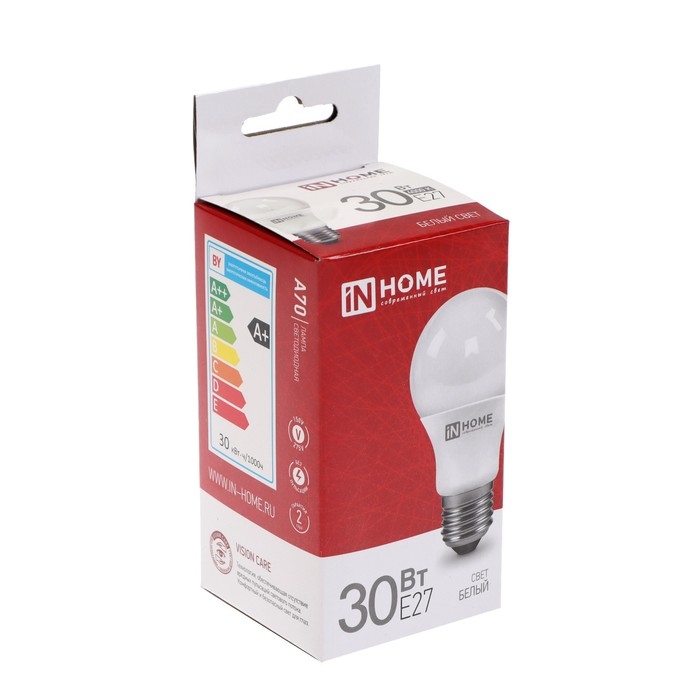 Лампа светодиодная IN HOME LED-A70-VC, Е27, 30 Вт, 230 В, 4000 К, 2850 Лм Лампа светодиодная IN HOME LED-A70-VC, Е27, 30 Вт, 230 В, 4000 К, 2850 Лм