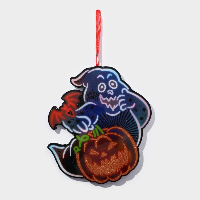 Декоративное светящиеся украшение (подвеска) Декоративное светящиеся украшение (подвеска) "Привидение и тыква" 30,5х29,5 см