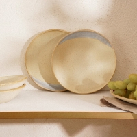 Набор тарелок фарфоровых SL Home &laquo;Волный Сардинии&raquo;, d=21,5 см, цвет бежевый