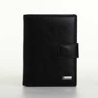 Портмоне мужское на магните 3 в 1, отдел для автодокументов, паспорта, цвет чёрный Портмоне мужское на магните 3 в 1, отдел для автодокументов, паспорта, цвет чёрный