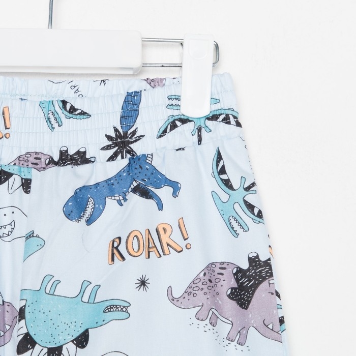 Пижама детская из фланели (рубашка, брюки) KAFTAN "Дино", размер 122-128, голубой