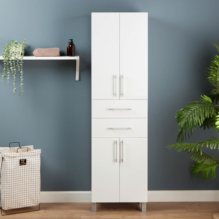 Пенал для ванной комнаты 500 с ящиками, белый, 50 х 33 х 185 см