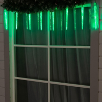 Гирлянда &laquo;Сосульки рифленые&raquo; 2.5 &times; 0.3 м, IP65, прозрачная нить, 192 LED, свечение зелёное с эффектом стекания, 12 В