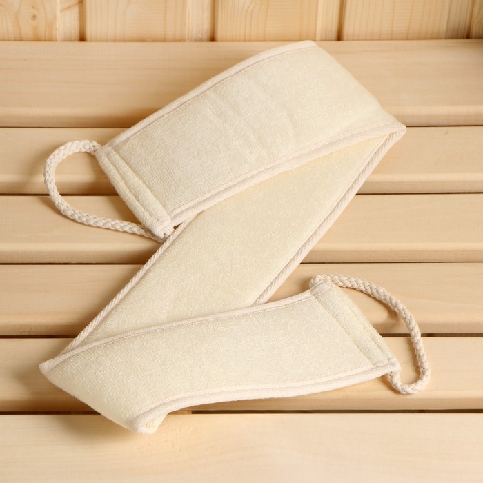 Мочалка из люфы, лента с сегментами, с хлопком, 70,5х8,4 см Мочалка из люфы, лента с сегментами, с хлопком, 70,5х8,4 см