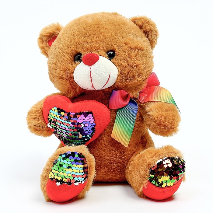 Мягкая игрушка &laquo;Мишутка&raquo;, 25 см, с пайетками, цвета МИКС