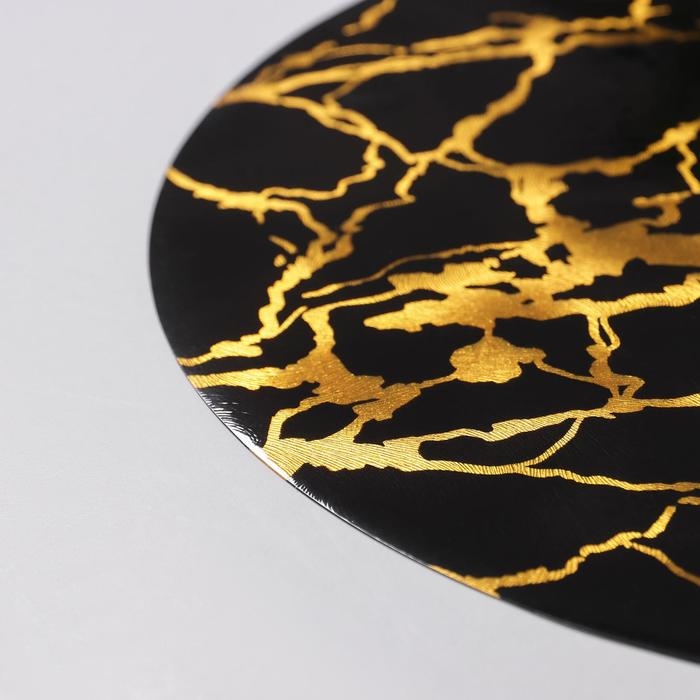 Салфетка сервировочная на стол &laquo;Мрамор&raquo;, d=38 см, цвет чёрный