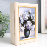 Ключница "Белые пионы" дуб молочный 15х21 см