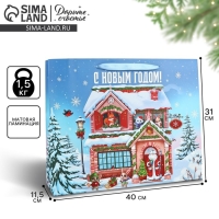Пакет подарочный новогодний ламинированный &laquo;Новогодний домик&raquo;, L 31 х 40 х 11.5 см , Новый год