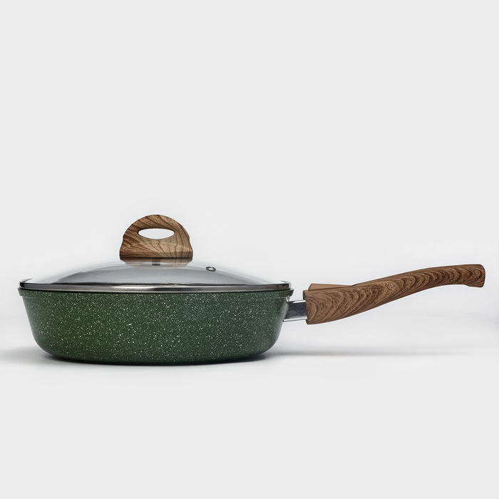 Сковорода Доляна &laquo;Форест&raquo;, d=26 см, стеклянная крышка, съёмная ручка, антипригарное покрытие