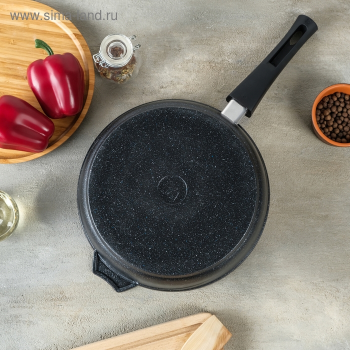 Набор посуды &laquo;Гранит Star&raquo;: cковорода d=26 см, ковш 1.7 л, кастрюля 5 л, антипригарное покрытие, цвет тёмно-синий