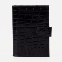 Обложка для автодокументов и паспорта на кнопке, крокодил, цвет чёрный Обложка для автодокументов и паспорта на кнопке, крокодил, цвет чёрный