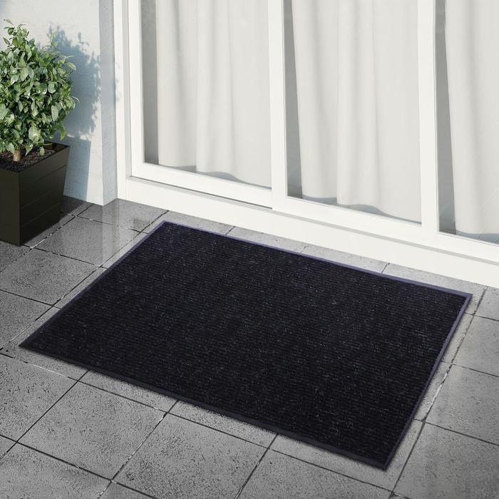 Коврик придверный влаговпитывающий, ребристый, &laquo;Стандарт&raquo;, 90&times;120 см, цвет чёрный