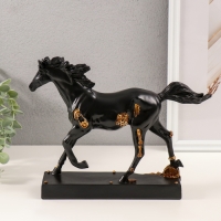 Сувенир полистоун "Конь - Стимпанк" чёрный с золотом 28,5х7х21,5 см Сувенир полистоун "Конь - Стимпанк" чёрный с золотом 28,5х7х21,5 см