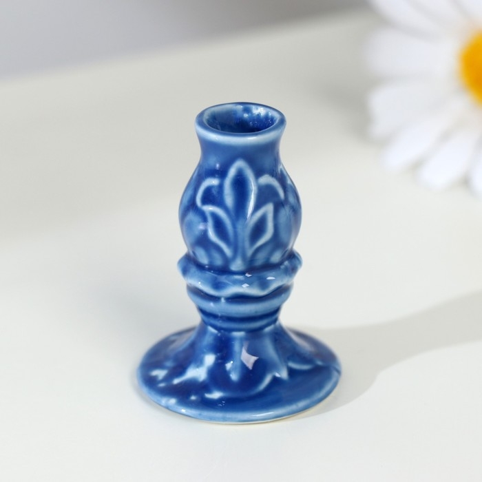 Подсвечник гжель, цветной, керамика, 5×4 см, микс Подсвечник гжель, цветной, керамика, 5×4 см, микс