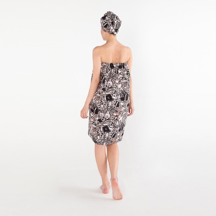 Набор для сауны Этель Набор для сауны Этель "Леопард" парео 80*144 см + чалма, вафля 200г/м2, 100% хл