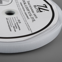 Липучка, 25 мм &times; 25 &plusmn; 1 м, цвет белый