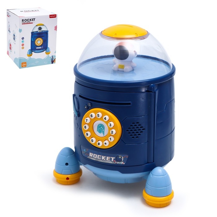 Копилка «Ракета», свет, звук, засасывает купюры, цвет синий Копилка «Ракета», свет, звук, засасывает купюры, цвет синий