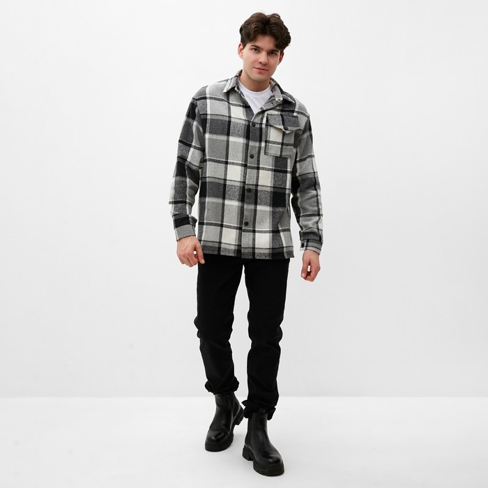 Рубашка мужская в клетку MIST, размер 54, черный/белый Рубашка мужская в клетку MIST, размер 54, черный/белый