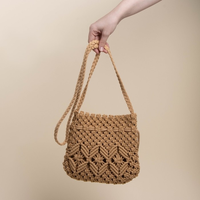 Сумка женская SL Home, ручное плетение, хлопок, длина ручек 55 см, 22&times;22 см