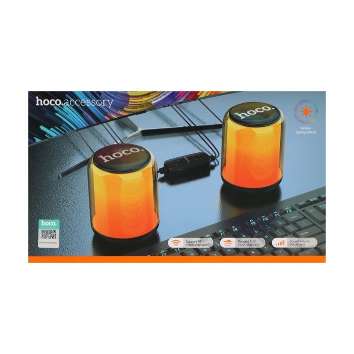 Портативная колонка Hoco BS56, 2-в-1, 10 Вт, кабель 1.3 м, BT5.2, USB/jack 3.5, AUX, чёрная 960393 Портативная колонка Hoco BS56, 2-в-1, 10 Вт, кабель 1.3 м, BT5.2, USB/jack 3.5, AUX, чёрная 960393