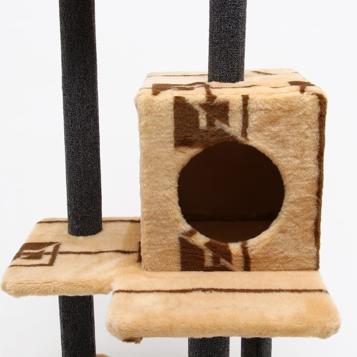 Комплекс для кошек с когтеточкой Комплекс для кошек с когтеточкой "Лестница", 56 х 52 х 140 см, ковролин, микс цветов