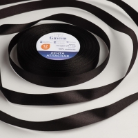 Лента атласная, 12 мм &times; 33 &plusmn; 2 м, цвет чёрный №113