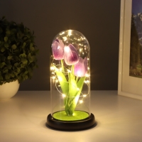 Ночник &laquo;Тюльпаны&raquo; LED 3хААА сиреневый 10,5х10,5х22см