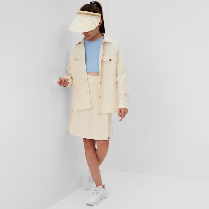 Рубашка для девочки MINAKU: Casual collection KIDS цвет бежевый, рост 134