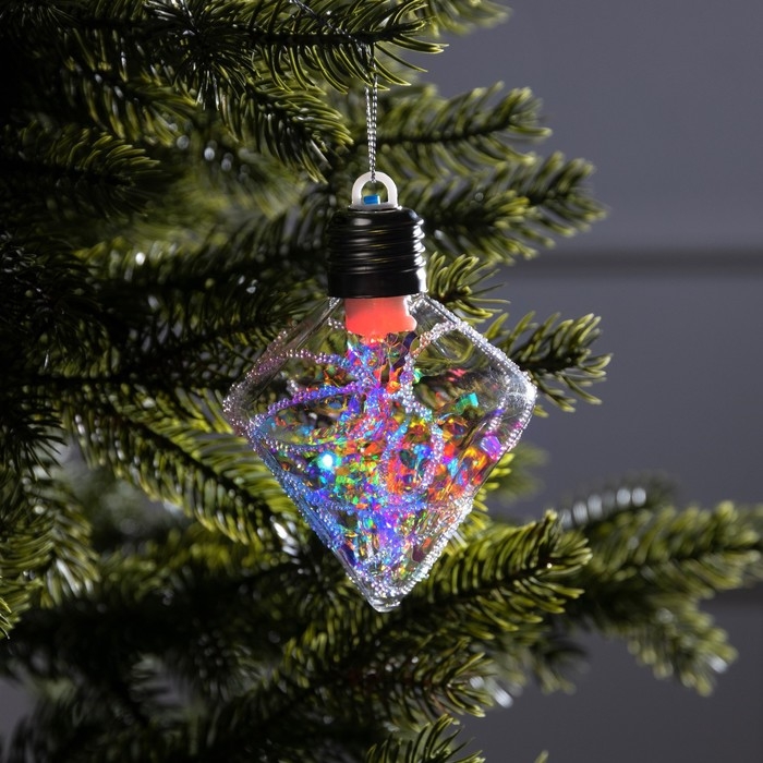 Ёлочный шар &laquo;Морозный кристалл&raquo;, батарейки, 1 LED, свечение тёплое белое
