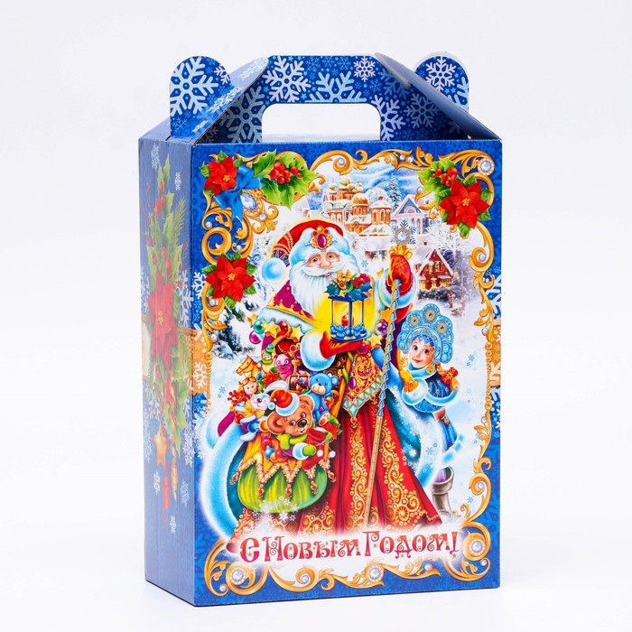 Новый год. Подарочная коробка новогодняя Ярмарка синий 18,5 х 10 х 30,5 см. Новый год. Подарочная коробка новогодняя Ярмарка синий 18,5 х 10 х 30,5 см.